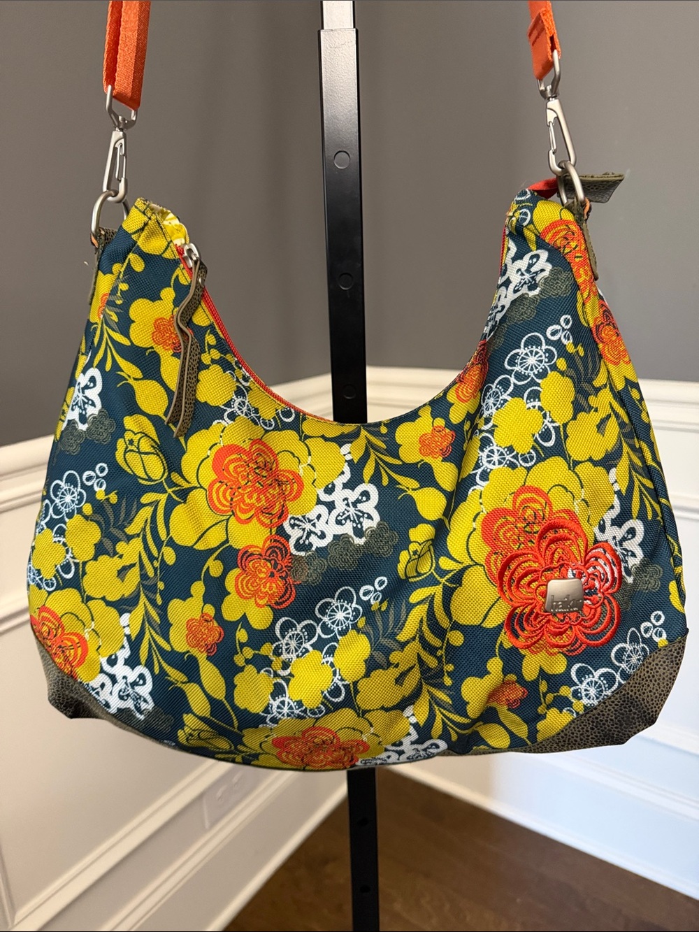Haiku Yellow & Orange Floral Crescent Shoulder Bag - Picture 2 of 14